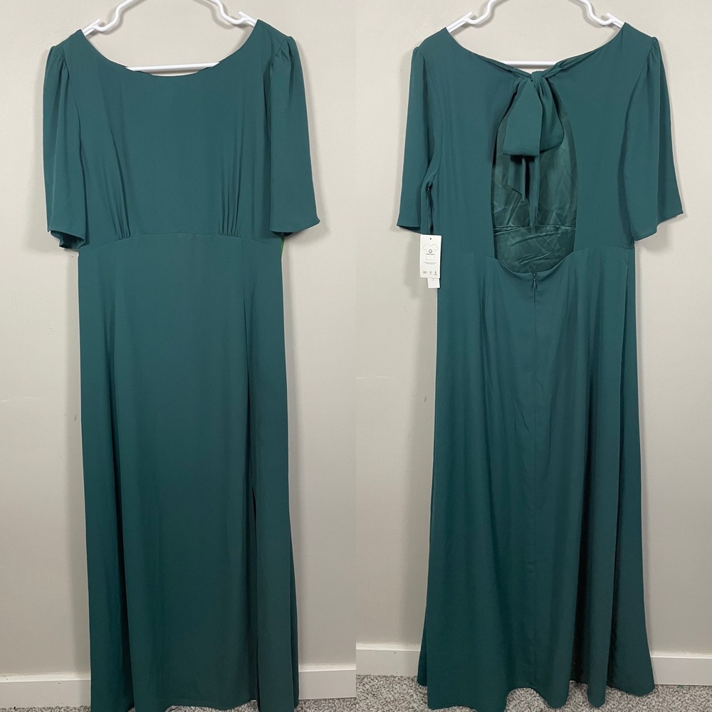 NWT ModCloth Short Sleeve Open Back Maxi Formal‎ Dress Size Large Bridesmaid